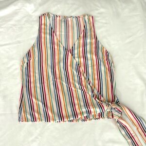 Lush sleeveless multi color sleeveless top with a wrap tie